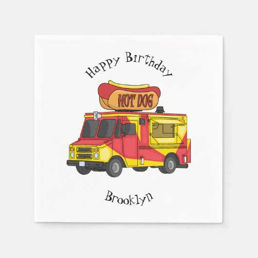 Cartoon von Hot Dog Futter LKW Serviette (Vorderseite)