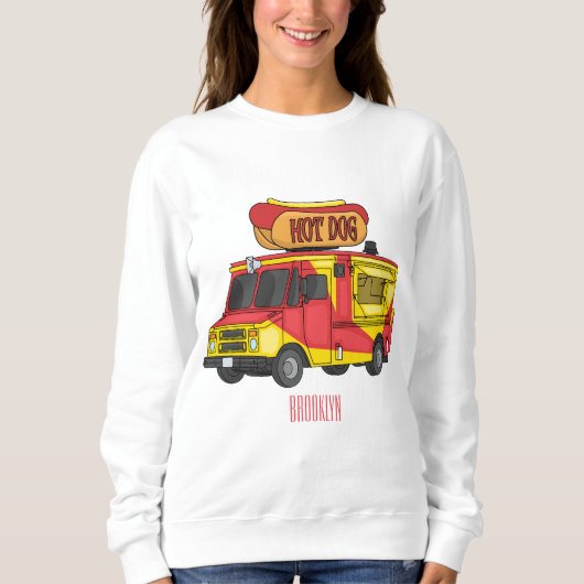 Cartoon von Hot Dog Futter LKW Sweatshirt (Vorderseite)