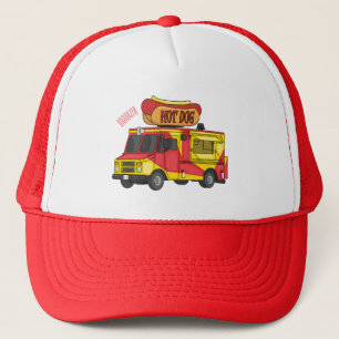 Cartoon von Hot Dog Futter LKW Truckerkappe