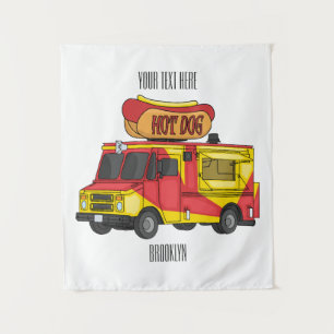 Cartoon von Hot Dog Futter LKW Wandteppich