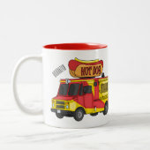 Cartoon von Hot Dog Futter LKW Zweifarbige Tasse (Links)