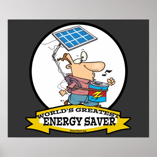 CARTOON VON MÄNNERN MIT weltbester ENERGIESPARUNG Poster (Vorne)
