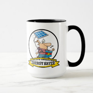 CARTOON VON MÄNNERN MIT weltbester ENERGIESPARUNG Tasse