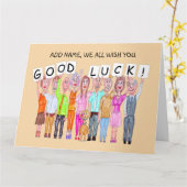 Cartoon von Menschen, die viel Glück wünschen Karte (Gelbe Blume)