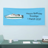 Cartoon von Motorbooten Banner (Messe)