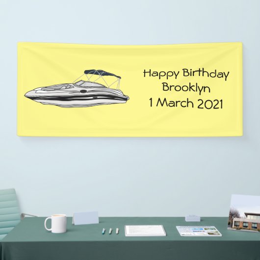 Cartoon von Motorbooten Banner (Messe)