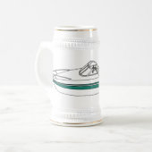 Cartoon von Motorbooten Bierglas (Vorderseite Links)