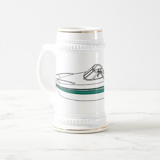 Cartoon von Motorbooten Bierglas (Vorderseite Links)