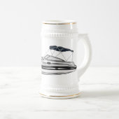 Cartoon von Motorbooten Bierglas (VorderseiteRechts)