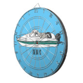 Cartoon von Motorbooten Dartscheibe (Vorderseite rechts)
