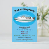 Cartoon von Motorbooten Einladung (Stehend Vorderseite)