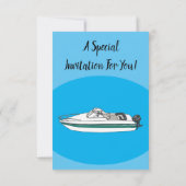 Cartoon von Motorbooten Einladung (Rückseite)