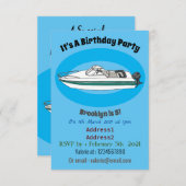 Cartoon von Motorbooten Einladung (Vorne/Hinten)