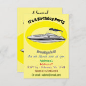 Cartoon von Motorbooten Einladung (Vorne/Hinten)