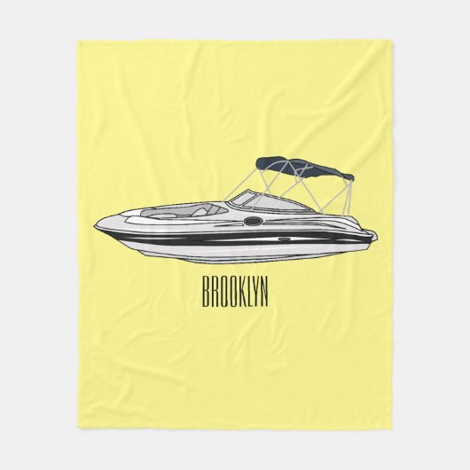 Cartoon von Motorbooten Fleecedecke (Vorderseite)