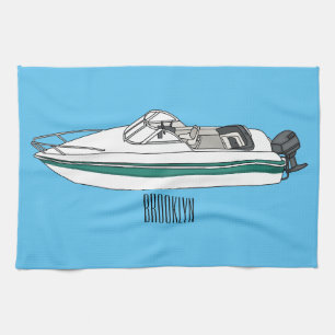Cartoon von Motorbooten Geschirrtuch