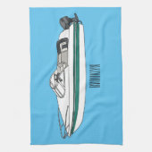 Cartoon von Motorbooten Geschirrtuch (Vertikal)
