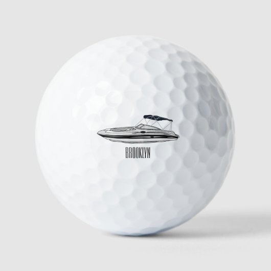 Cartoon von Motorbooten Golfball (Vorderseite)