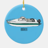 Cartoon von Motorbooten Keramik Ornament (Hinten)