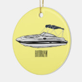 Cartoon von Motorbooten Keramik Ornament (Links)