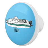 Cartoon von Motorbooten Keramikknauf (Rechts)