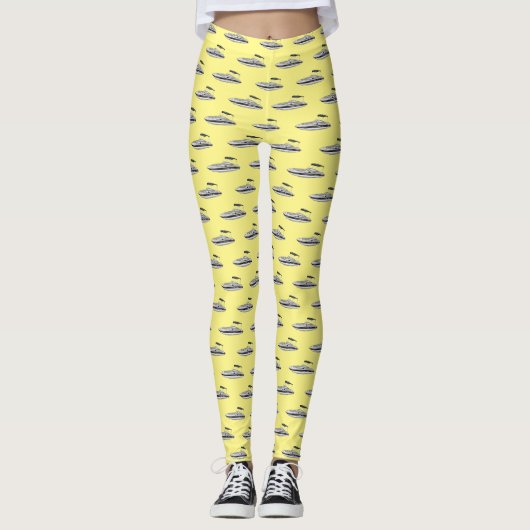 Cartoon von Motorbooten Leggings (Vorderseite)