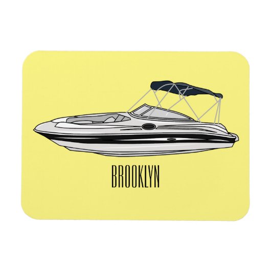 Cartoon von Motorbooten Magnet (Horizontal)
