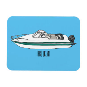 Cartoon von Motorbooten Magnet