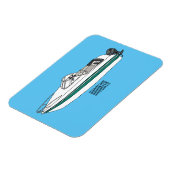 Cartoon von Motorbooten Magnet (Linke Seite)