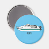 Cartoon von Motorbooten Magnet (Vorderseite/Rückseite)