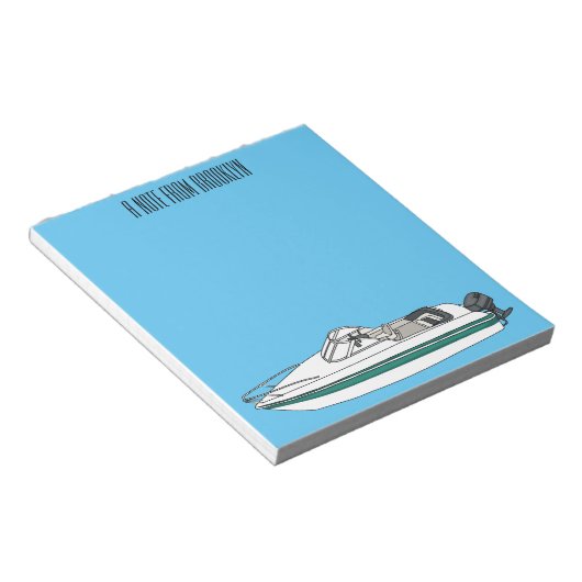 Cartoon von Motorbooten Notizblock (angewinkelt)