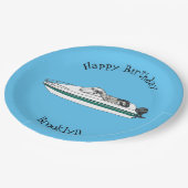 Cartoon von Motorbooten Pappteller (Schrägansicht)