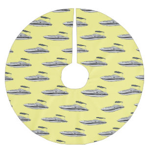 Cartoon von Motorbooten Polyester Weihnachtsbaumdecke