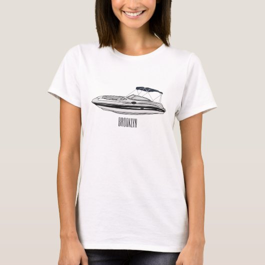 Cartoon von Motorbooten T-Shirt (Vorderseite)