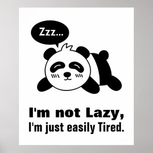 Cartoon von Niedlich und Lazy Panda Poster