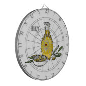 Cartoon von Olivenöl Dartscheibe (Vorderseite Links)