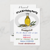 Cartoon von Olivenöl Einladung (Vorne/Hinten)