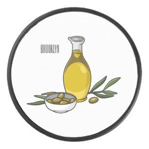 Cartoon von Olivenöl Eishockey Puck