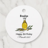 Cartoon von Olivenöl Geschenkanhänger (Rückseite)