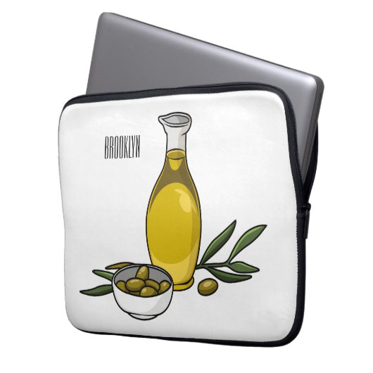 Cartoon von Olivenöl Laptopschutzhülle (Vorderseite Links)