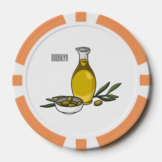 Cartoon von Olivenöl Pokerchips (Vorderseite)