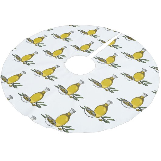 Cartoon von Olivenöl Polyester Weihnachtsbaumdecke (Schrägansicht)