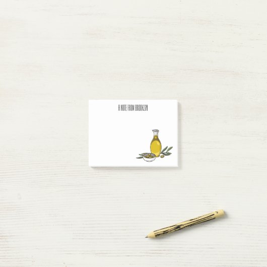 Cartoon von Olivenöl Post-it Klebezettel (Auf Schreibtisch)