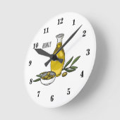 Cartoon von Olivenöl Runde Wanduhr (Winkel)