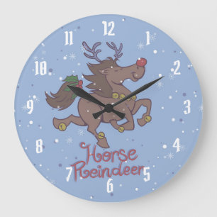 Cartoon von Rentieren Große Wanduhr