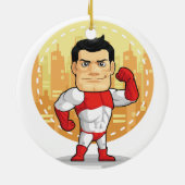 Cartoon von Superhero Keramik Ornament (Hinten)