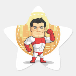 Cartoon von Superhero Stern-Aufkleber