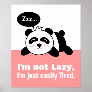 Cartoon von süßem und faulen Panda Poster