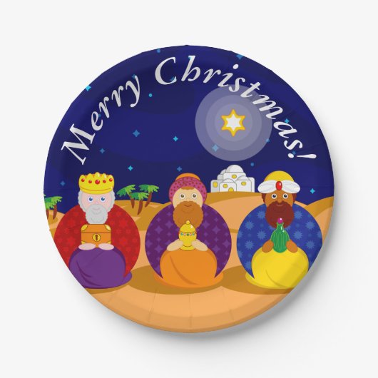 Cartoon von "The Three Kings" / "Three Wise Men", Pappteller (Vorderseite)