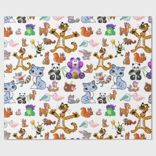 Cartoon von Tieren Geschenkpapier (Flach)